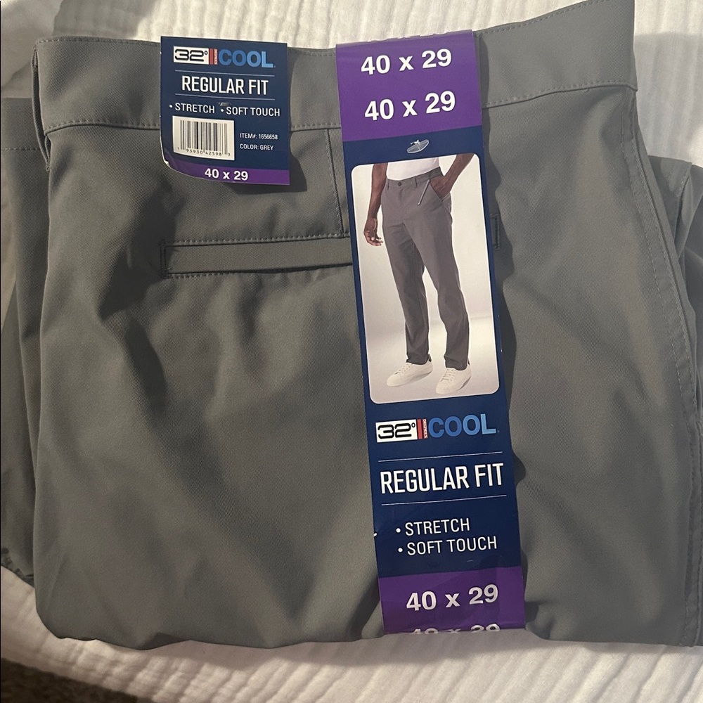 32 Degrees Cool Gray Stretch Pants NWT 40 x 29